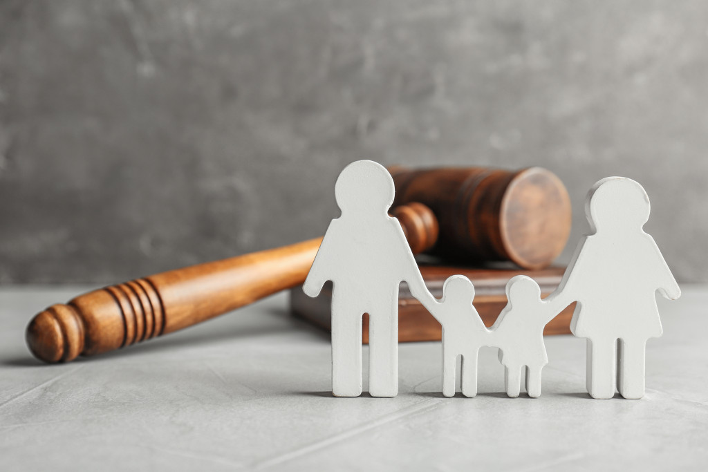 Concept of divorce, family law, battling for children's custody